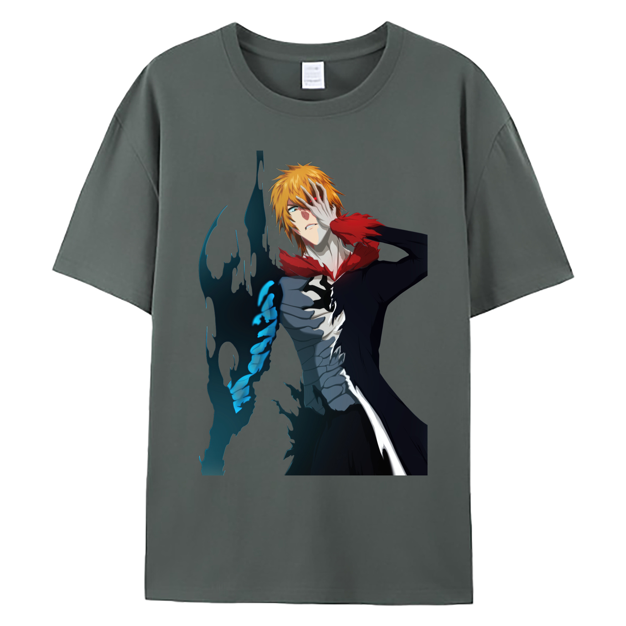 （画像用） ブリーチ 黒崎一護（くろさき いちご）BLEACH Kurosaki Ichigo 綿100％ メンズ半袖Tシャツ｜肌触りやわらか＆通気性
